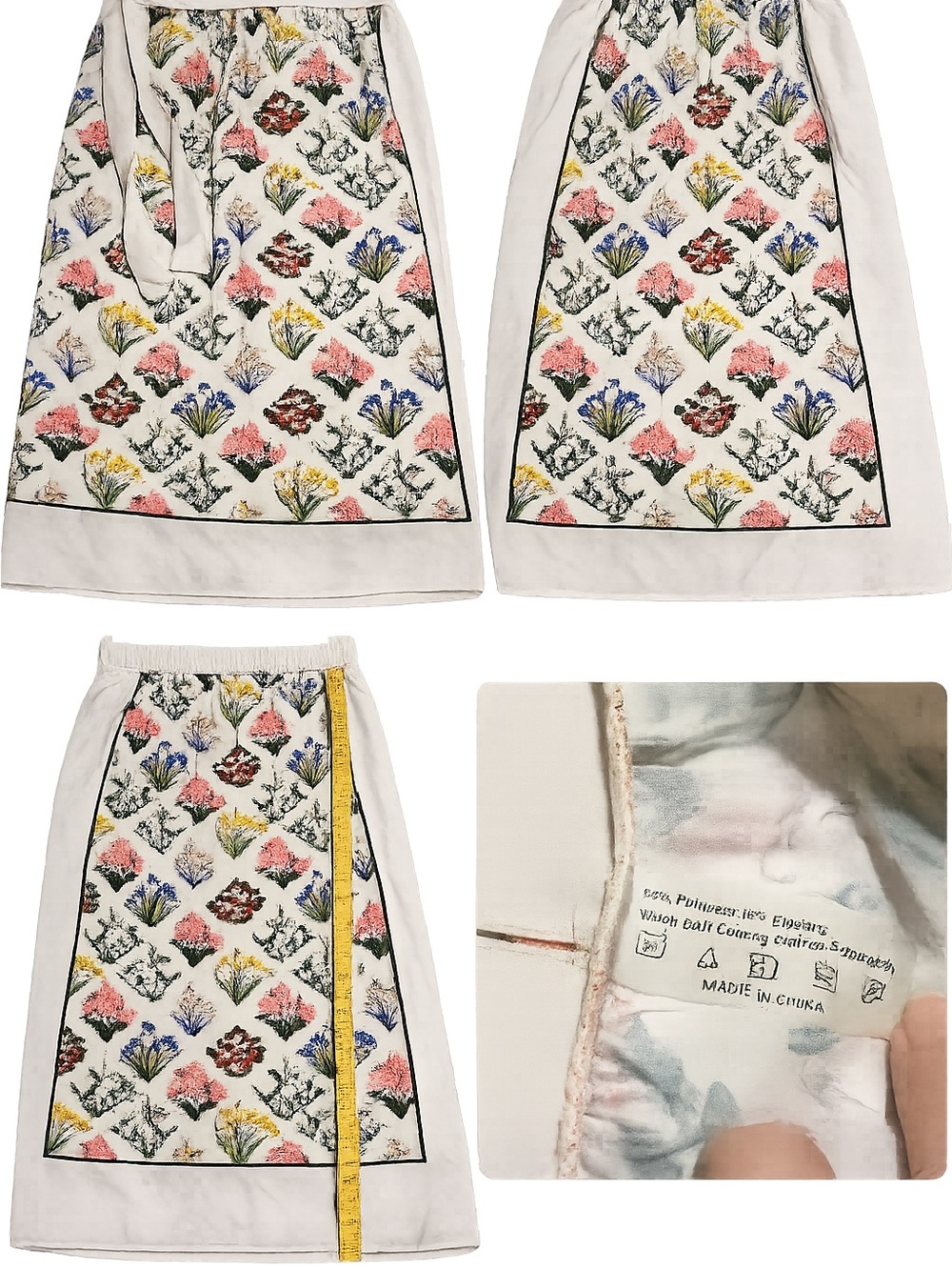 Vintage Floral Wrap Apron Skirt Cottagecore Botanical One Size